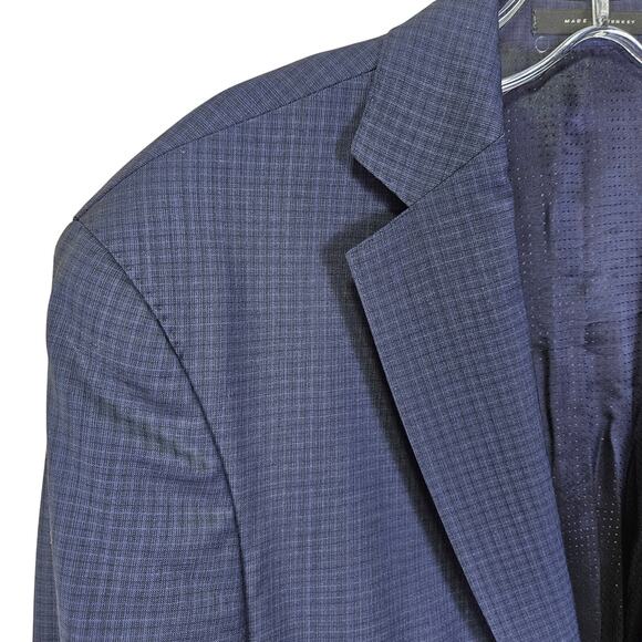 HUGO BOSS Lanificio Tesse Biella Suit Jacket Blazer Men 40R Check Super 100 Wool - Picture 1 of 16